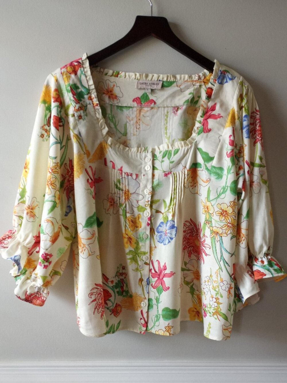 'LAURA ASHLEY' Floral Blouse Size L EUC